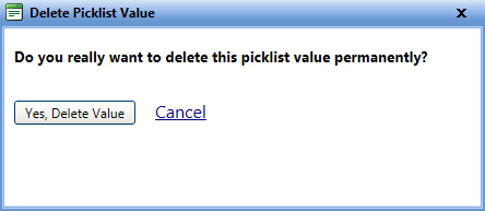 Delete picklist value - Maintenance